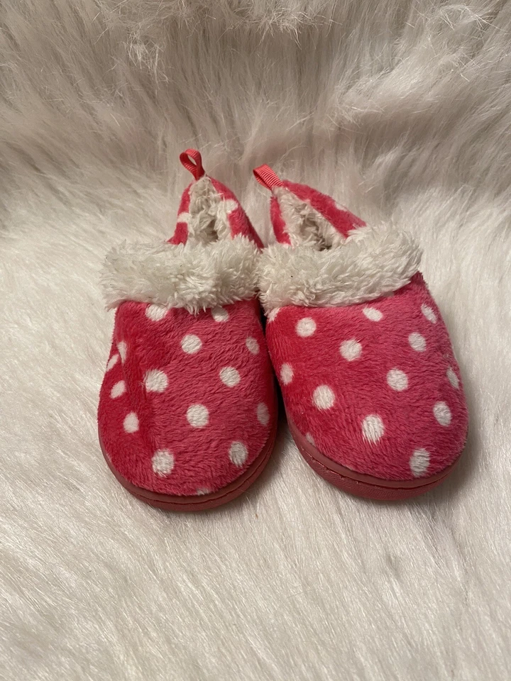 Zapatillas para niños pequeños niñas talla pequeña 5-6 rosa blanco forradas a lunares zapatos sin cordones Foto 2 de 4