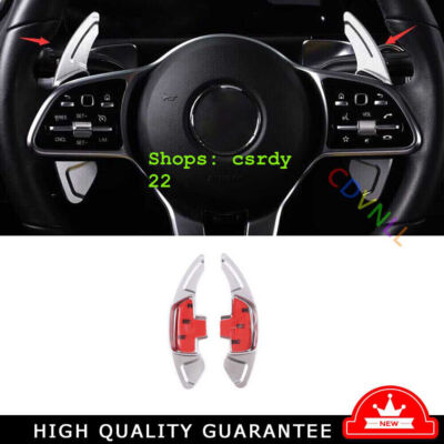 Steering Wheel Shift Paddles 2* Fit For Benz GLB W247 2020-2023 Silver Aluminum
