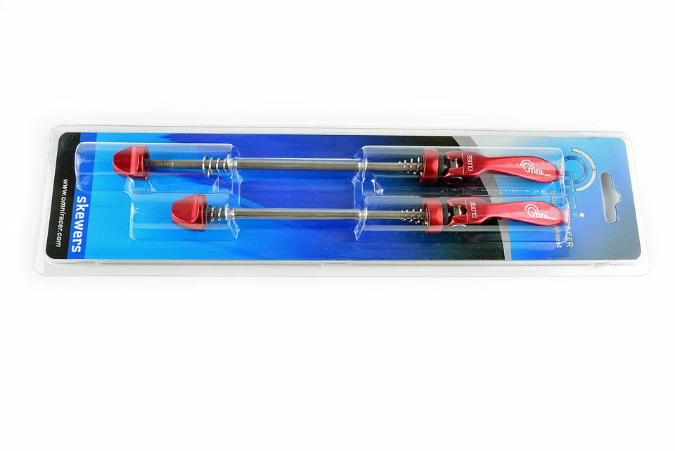 Brochetas de rueda de montaña de carretera de liberación rápida OMNI Racer acero inoxidable: ROJO Foto 3 de 4