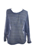 Bar III New Sapphire Combo Dolman-Sleeve Striped Sweater S $49.5