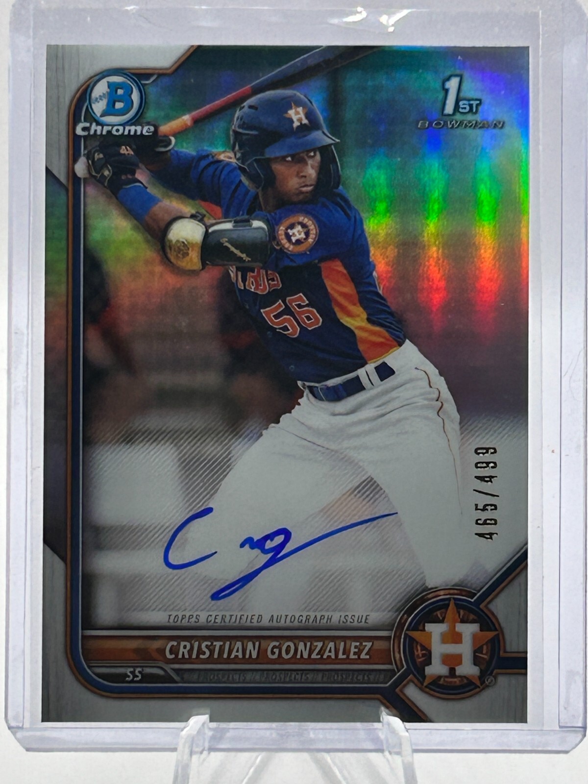 CRISTIAN GONZALEZ 2022 BOWMAN CHROME 1ST REFRACTOR AUTO 465/499 #CPA-CG JT