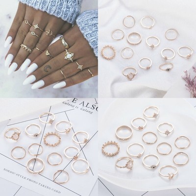 13X Fashion Women Midi Finger Ring Star Moon Vintage Knuckle Rings Jewelry XMAS