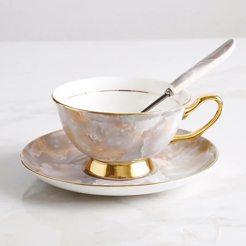 Saucer Spoon Set 200ml Luxury Ceramic Mug Top-grade Cup Teaware Party Drinkware