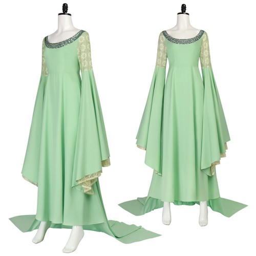 Cosplay Fairy Princess Queen Arwen Undómiel Dress Crown Halloween Costumes Suits - Picture 3 of 10