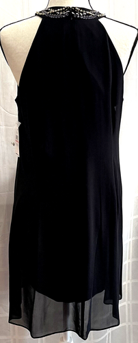NWT Women's SLNY Black Sleeveless Accent at Neckline Sz 10 Petite Evening - Picture 3 of 5