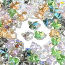 70x Glass Faceted Butterfly Loose Spacer Beads for DIY Jewelry Crafts Supplies