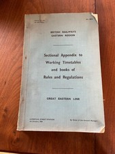 British Railways Eastern Region Sectional Appendix Timetables Rules & Regs 1960