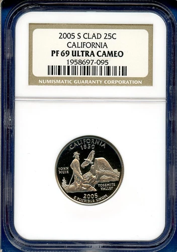 2005 S NGC PR69 Ultra Cameo Clad California 25c State Quarter 2005-S PF-69
