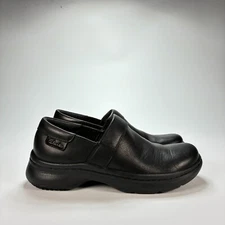 Clarks Black Leather Comfort Workwear Professional Anti Slip Clog Women Size 6.5