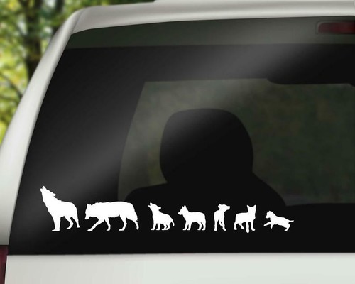 Calcomanía de vinilo WOLF FAMILY de 5 - Pegatina para ventana de camión Jeep - más bajo petición - Imagen 2 de 3