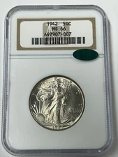 1942 P Walking Liberty Silver Half Dollar NGC MS66 CAC Green
