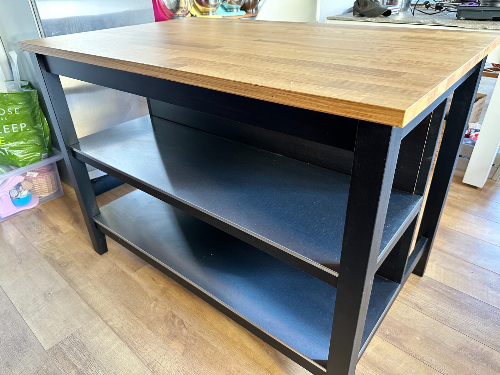 Black Ikea Stenstorp Kitchen Island Breakfast Bar with Stainless Steel