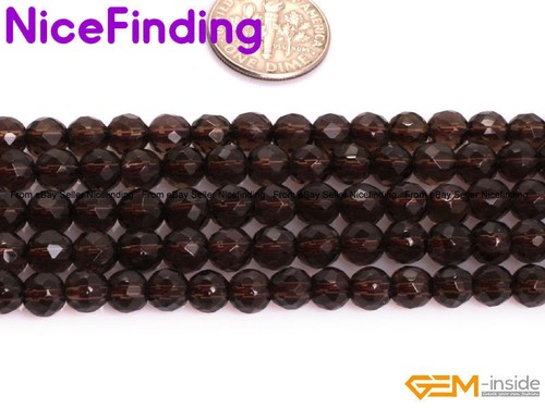 AAA Natural Faceted Brown Smoky Quartz Loose Stone Beads For Jewelry Making 15" - Picture 7 of 47