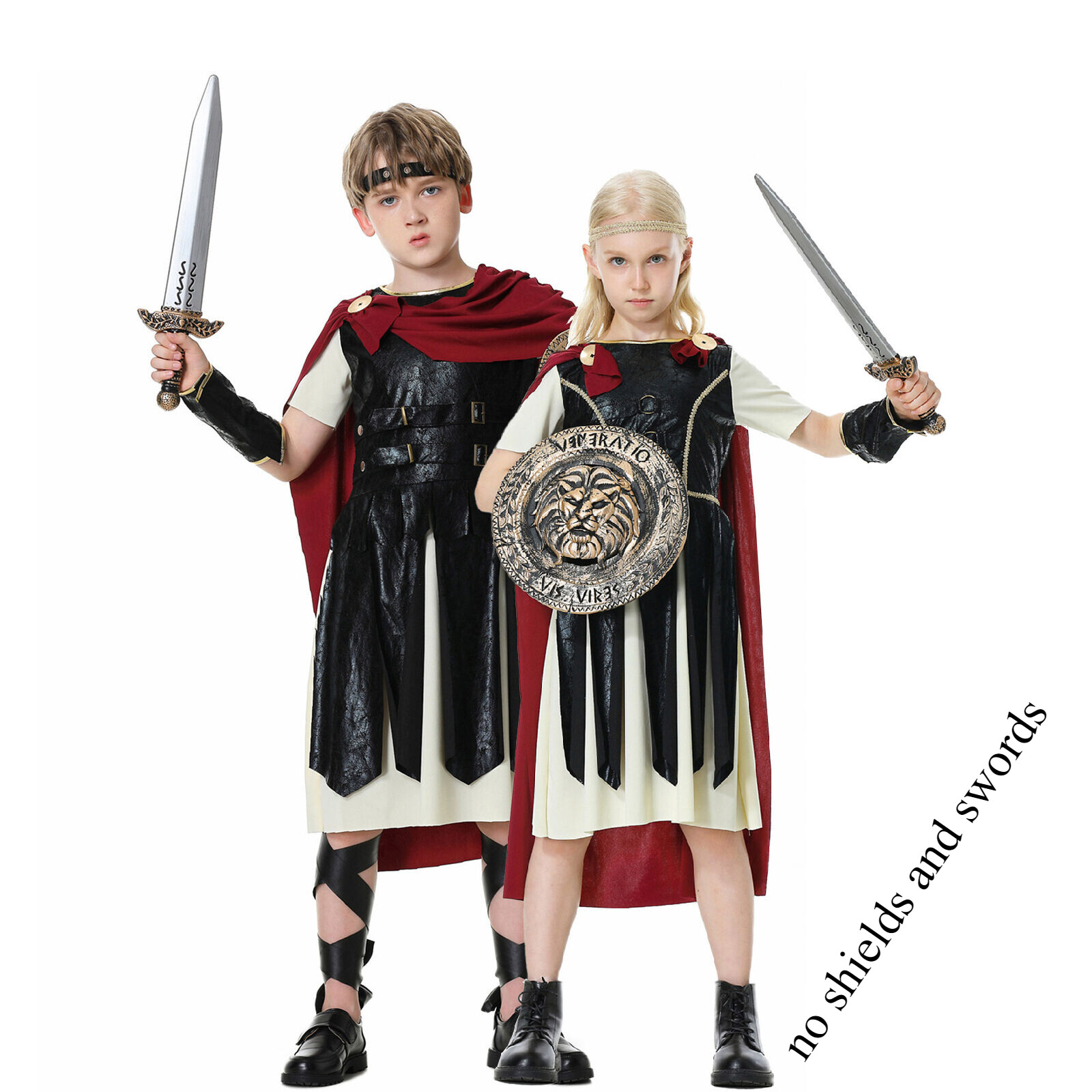 Disfraz de guerrero espartano Cosplay uniformes de combate medievales para niños Halloween