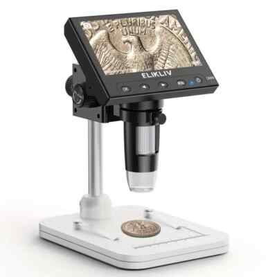 Elikliv Digitales Mikroskop 1000X USB Münzmikroskop 4,3'' LCD Bildschirm Löten