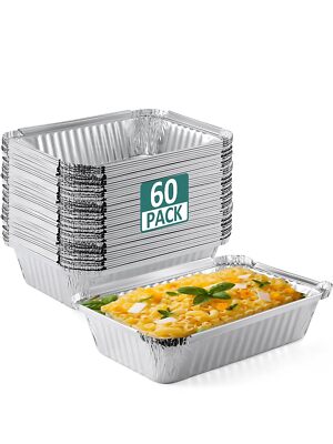 60 Pack 8x6 Disposable Aluminum Pans Aluminumfoilpanstinfoilbakingpanstintraysfo