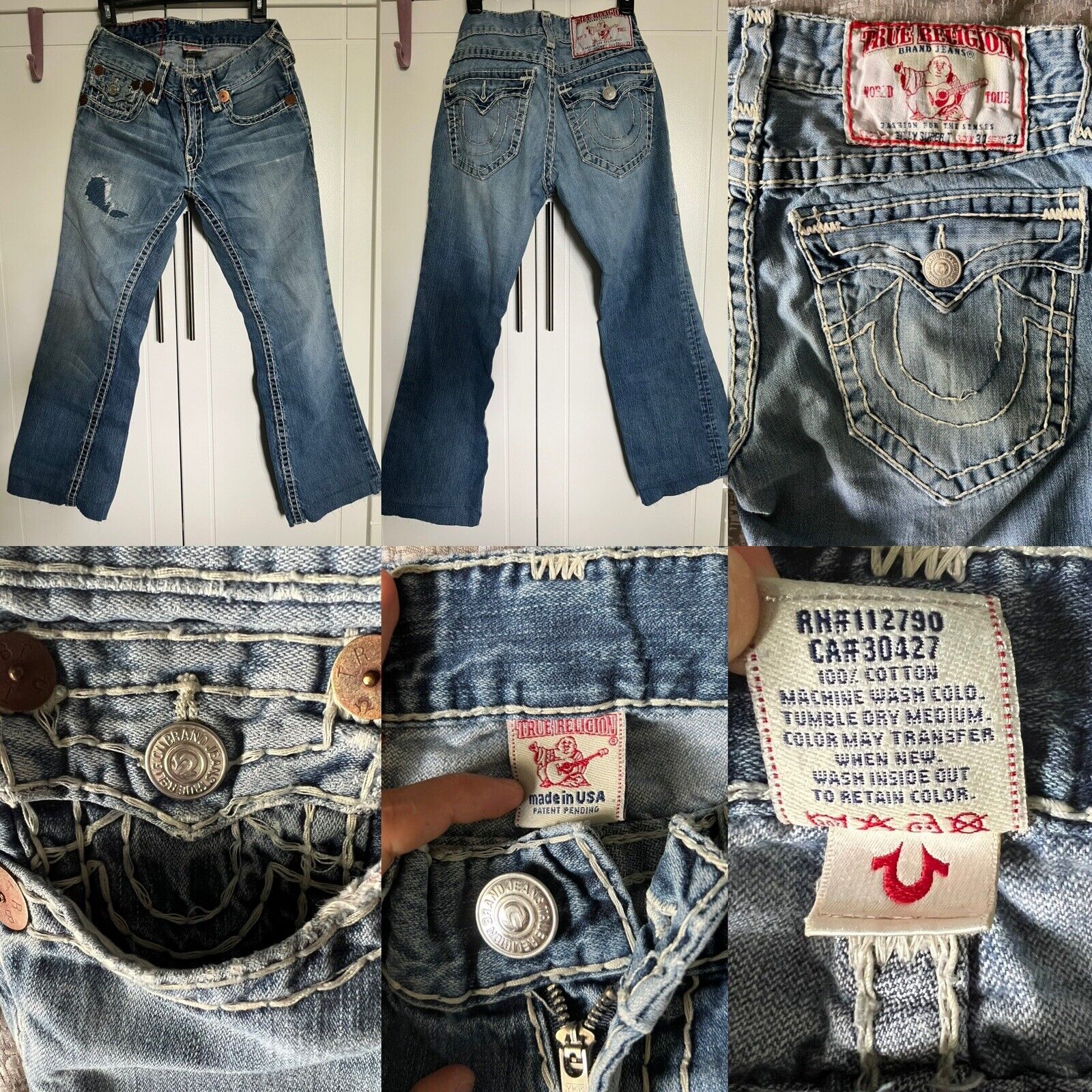 True Religion World Tour Men BILLY SUPER T Jeans 30 Short USA RN112790  CA30427