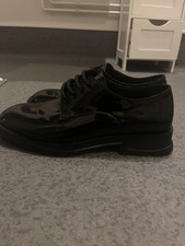 ALEXANDER MCQUEEN Slim Tread Black Patent Leather Lace Up Shoes UK8 EU42  US9
