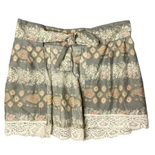 Vintage Cotton Paisley Print Lace Waist Apron