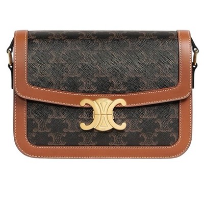 CELINE CLASSIQUE TRIOMPHE BAG IN TRIOMPHE CANVAS AND CALFSKIN