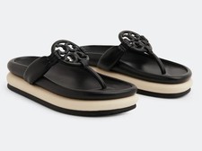 Tory Burch Miller Cloud Puff Sandals Perfect Black  New Cream Size 7 Retail 278