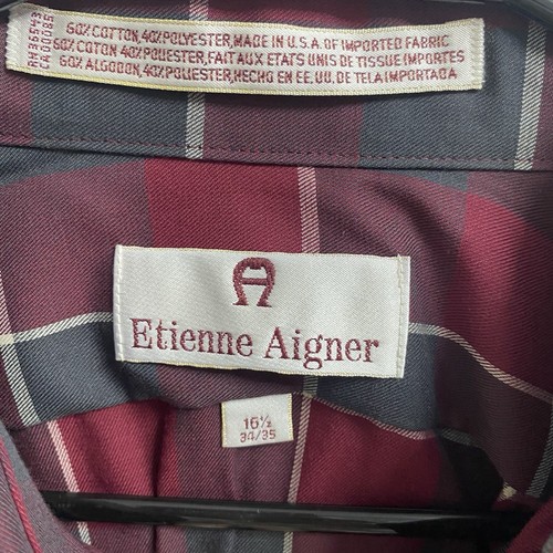 Etienne Aigner Mens Dress Shirt Red&Navy Sz. 16.5 34/35 NWT - Picture 9 of 9