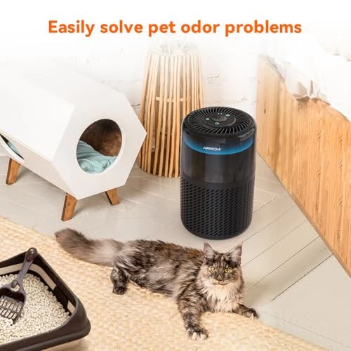 Compact Black HEPA Air Purifier for Bedroom, Covers 549 Ft², Ultra-Quiet Operation