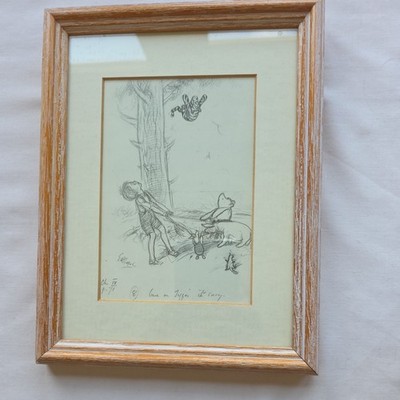 Ernest Howard Shepard Winnie Puuh gerahmte Skizze Kunstdruck 22,5 x 17,5 cm