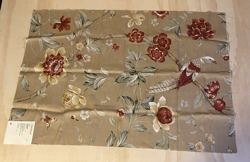 Tessuto Scalamandre Orientelaux Chintz uccellino campione floreale 35x24” lino cotone USA - Foto 2 di 12