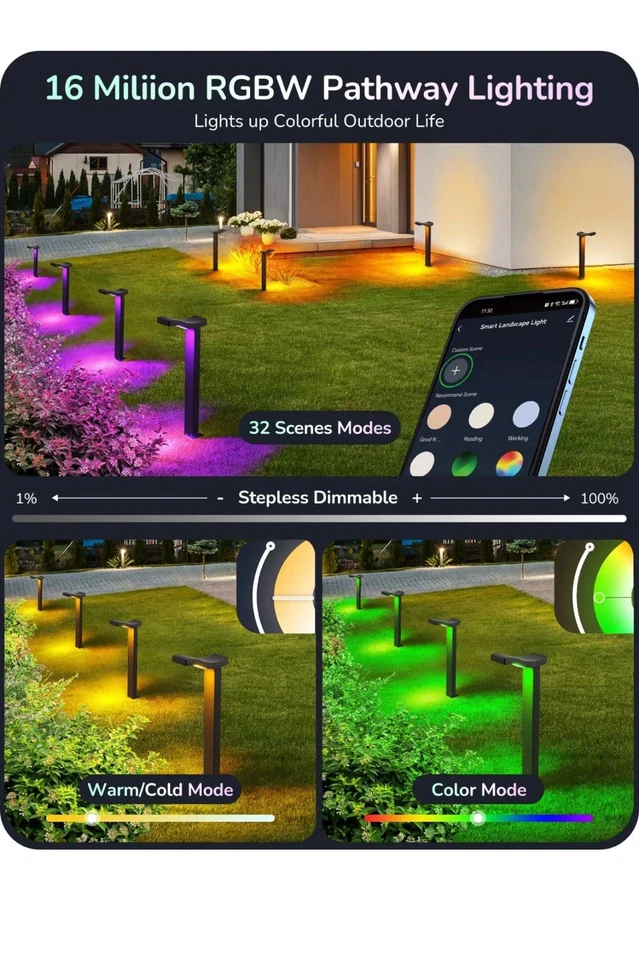 EDISHINE 48FT Smart Christmas Pathway Lights, RGBW Low Voltage Landscape Light - Image 3 of 4