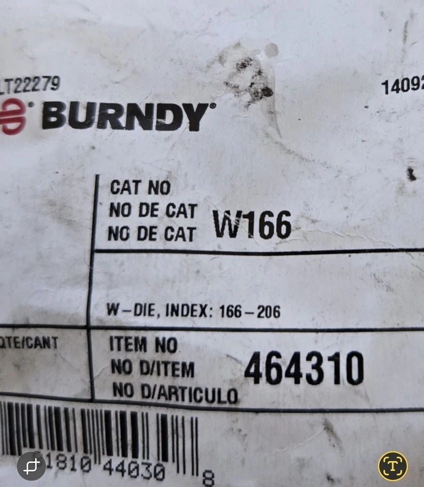 Burndy W166 Compression Lug Die - Image 2 of 4