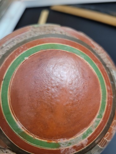 Pre-Columbian Brown Green Hand Made Clay Pottery Vase Made In Nicaragua Managua - Picture 10 of 12