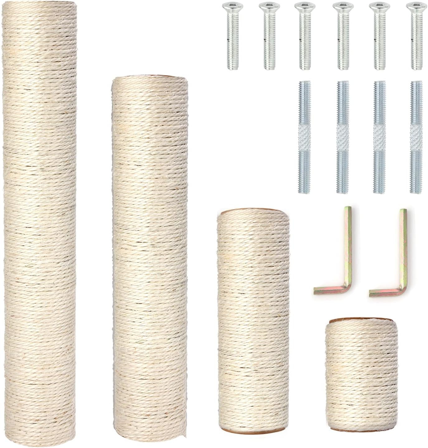 4 Pali Ricambio Tiragraffi Pinkgarden Sisal Naturale M8 per Gatti