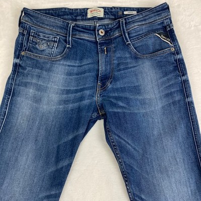 Mens Replay M914 ANBASS Jeans W30 L32 Slim Tapered Blue