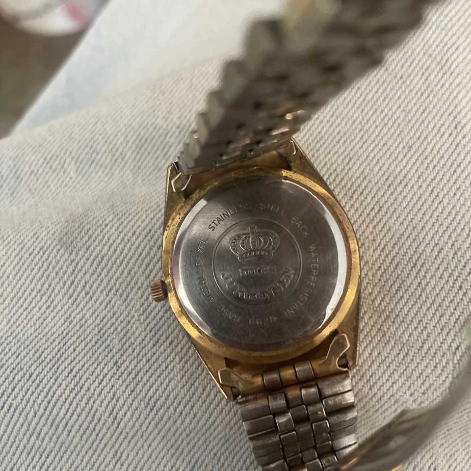 Reloj Hombre Vintage 1992 Jules Jurgensen 6482 Dos Tonos Día Fecha Batería Nueva Foto 4 de 4