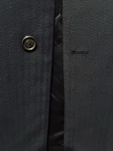 Burberry London Men's Navy Herringbone Long Lined Overcoat Coat Size 38 Reg image 12
