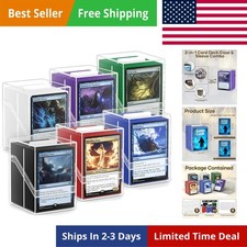 6 Pack Card Deck Boxes, Clear Commander Deck Case with 600Pcs Card Sleeves an...