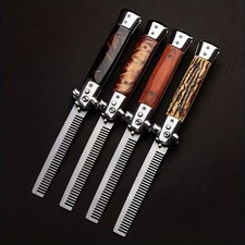 Automatic Folding Pocket Hair Comb Stainless Steel Beard & Hair Styling Comb
