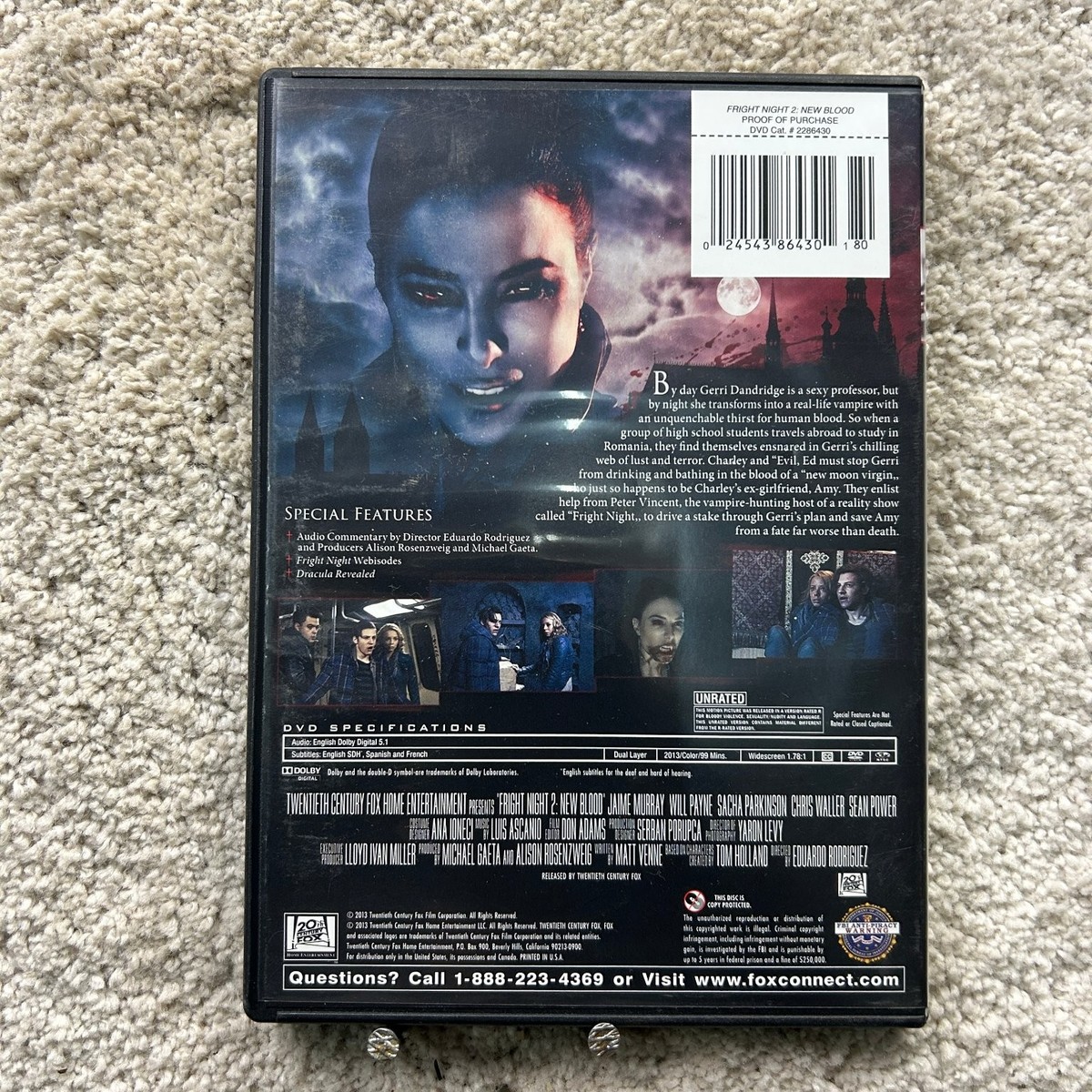 Fright Night 2: New Blood DVD 2013 Unrated Jaime Murray Eduardo