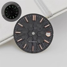 28.5mm Watch Dial Geometric Texture for NH35 Movement Green Luminous Face Parts