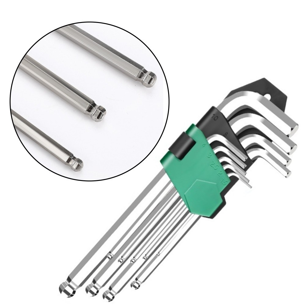 9 Piece L Shaped Ball Head Hex Wrench Set Alloy Steel For Household Use