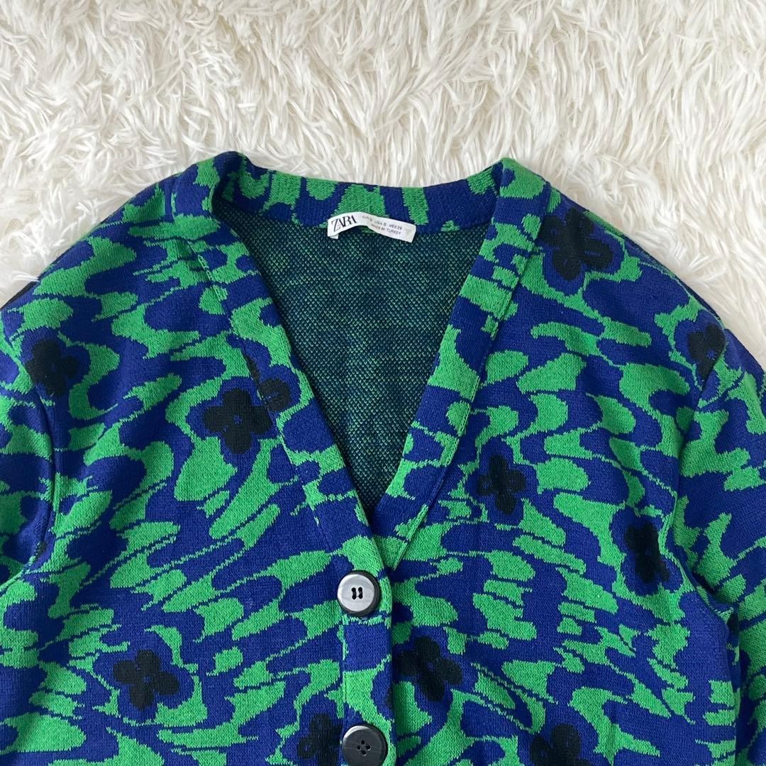 Zara S animal pattern flower pattern cardigan sho… - image 4