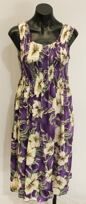 Sunny Island Bumi Women s Smocked Rayon Midi Dress CN6 Purple Floral One Size