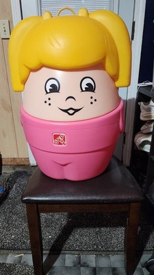 Vintage STEP 2 Little People Toddler Pink Girl Toy Box or Hamper - CUTE!