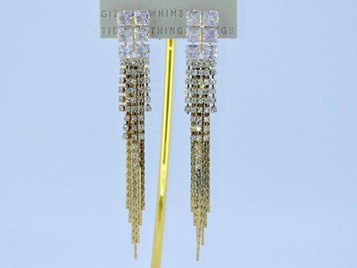 Anthropologie Crystal 14k Gold Plated Earrings NWOT