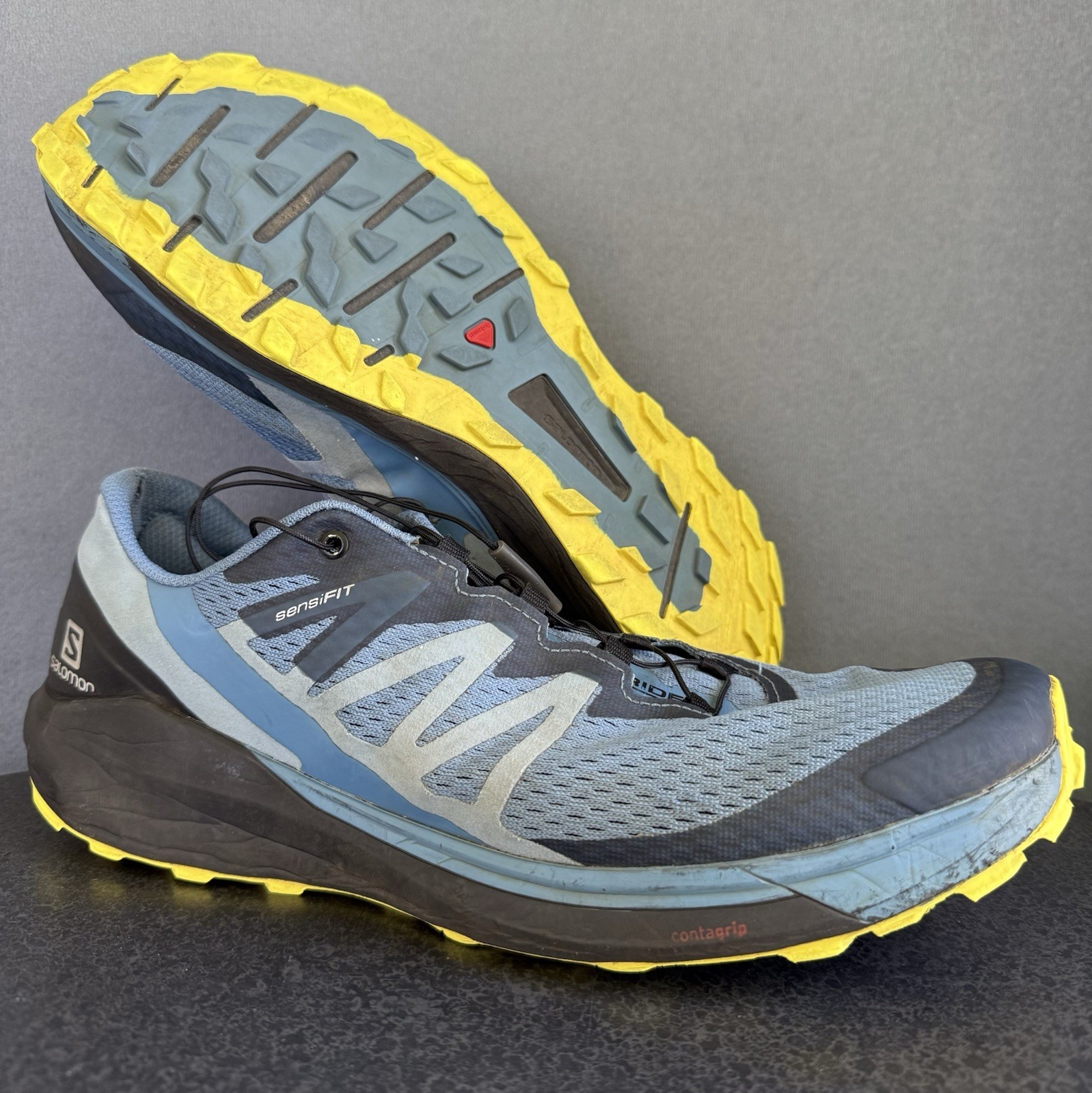 Scarpe da Trail Running Salomon Sense Ride 4 Uomo 12.5 412104 Blu Giallo