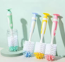 2 in 1 Nylon Baby Bottle Brushes With Sucker Stand Type Cup Cleaning Brush