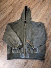 Carhartt Active Work Jacket J130 Men s Size 3XL Hooded Quilted Lined Moss Green