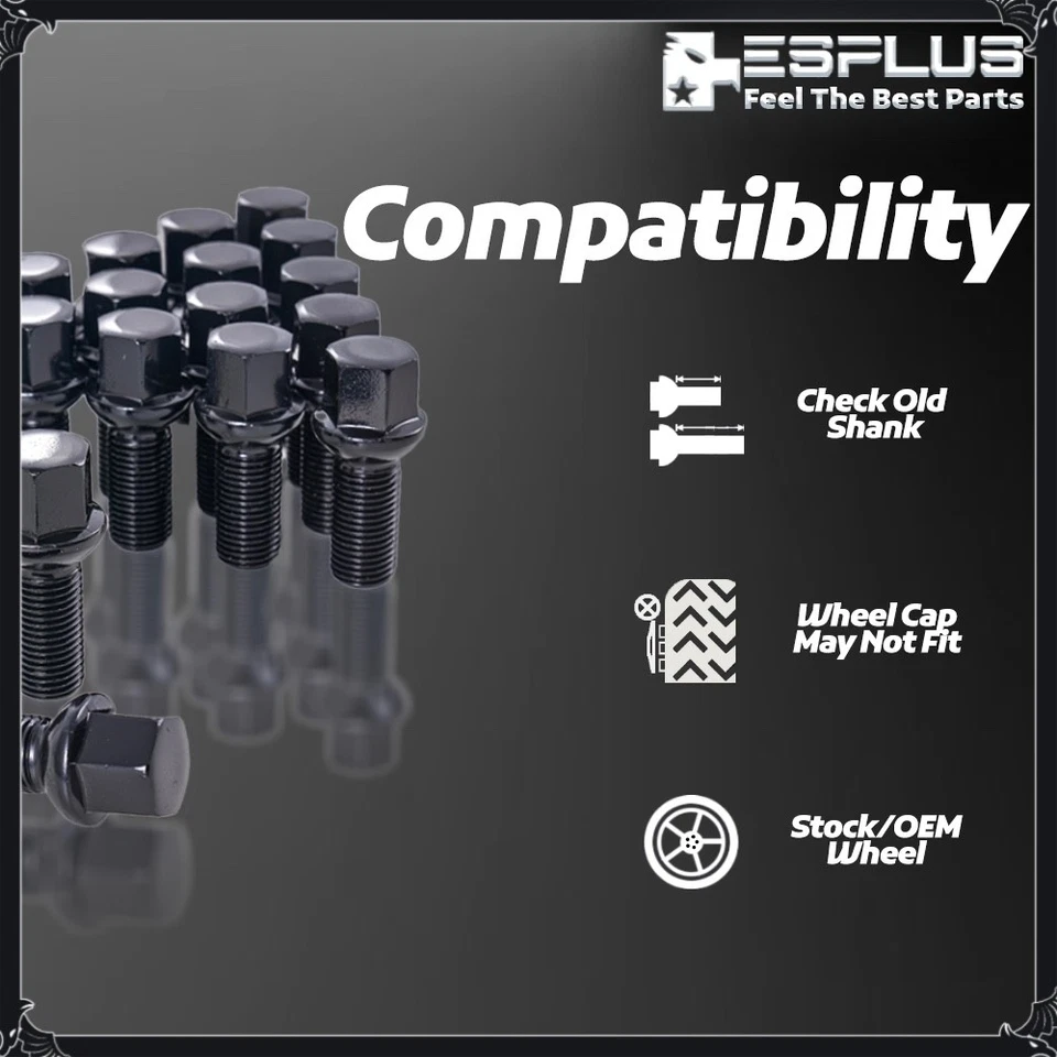 Perno de tuerca de rueda negro 10 piezas M14X1.5 vástago de 28 mm ajuste Bentley Arnage Azure Brooklands Foto 4 de 4