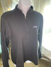 Patagonia Women's Large Black Mock Neck Fleece Sweater Pullover Quarter Zip